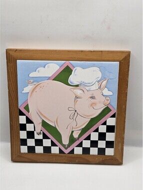 Vintage 1981 Chef Pig Trivet W Hanger Vandor Pelzman Design